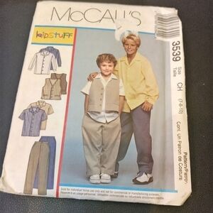 McCall's Sewing Pattern 3539 Boy's Shirts Lined Vest Pants Size 7-10 Uncut